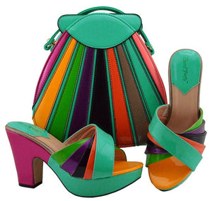 Shoes And Bags To Match D.blue African Shoes and Bag Set Italian Wedding Summer Sandals Shoes And Bag