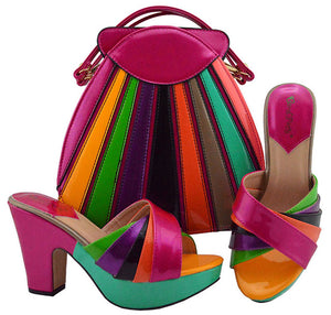 Shoes And Bags To Match D.blue African Shoes and Bag Set Italian Wedding Summer Sandals Shoes And Bag