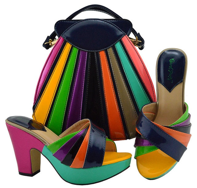 Shoes And Bags To Match D.blue African Shoes and Bag Set Italian Wedding Summer Sandals Shoes And Bag