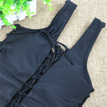 Load image into Gallery viewer, One Piece Deep V Neck Bandage Hollow Out Monokini Padded Brazilian Bikini