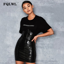 Load image into Gallery viewer, Faxu Latex Pu Leather Skirt For Woman Zipper Black/High Waist/Pencil Skirts Wrap Sexy Mini Skirt
