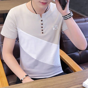 O Neck Casual T-Shirts Summer Solid Color Cotton Slim Fit Men Tees Tops Basic Style Fitness  Men's Short Sleeve TShirt