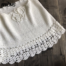 Load image into Gallery viewer, Aproms Elegant Handmade Cotton Crochet Mini Skirts Women Summer High Waist Bow Tie Skirt Ladies Beach Bikini Bottoms