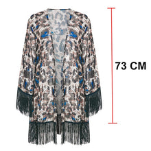 Load image into Gallery viewer, Tassel Leopard chiffon beach cover-ups Sarong beach Swimwear Cover Up