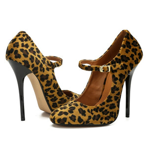 Velvet Women extreme high heels Size 45 Ankle Straps Black Red Women Shoes high Heels Leopard Pumps Women Shoes