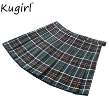 Load image into Gallery viewer, Pink Women Skirt Sexy plaid Pleated Skirts Fashion Mini Skirt Side Button High Waist Casual