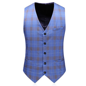 Double Breasted Plaid Suit for Men Light Blue Mens Suits Designers 2019 Terno Slim Fit Masculino Groom Wedding Suit Man