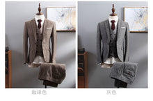 Load image into Gallery viewer, Brown Herringbone Tweed Suit Men Business Dress 3-pieceKorean Slim Fit Groom Wedding Party Suits Tuxedo 6XL Traje Novio 2019