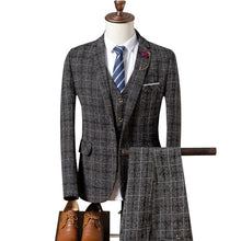 Load image into Gallery viewer, Mens plaid three-piece set Wedding Banquet Men Suit Jacket + Pants + Vest S M L XL XXL XXXL