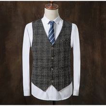 Load image into Gallery viewer, Mens plaid three-piece set Wedding Banquet Men Suit Jacket + Pants + Vest S M L XL XXL XXXL