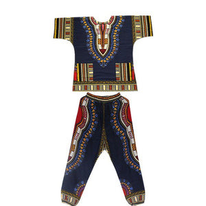 Fashion Design Dashiki Set African Printed Dashiki Dress and Pants for Women and Men