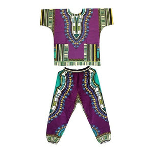 Fashion Design Dashiki Set African Printed Dashiki Dress and Pants for Women and Men