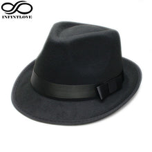 Load image into Gallery viewer, LUCKYLIANJI Retro Hard Felt Women Men Fold Wide Brim Billycock Sag Top Bowler Derby Jazz Fedora Panama Casual Hats (Size:57cm)