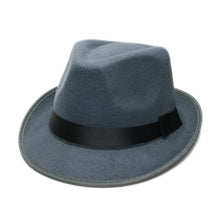 Load image into Gallery viewer, LUCKYLIANJI Retro Hard Felt Women Men Fold Wide Brim Billycock Sag Top Bowler Derby Jazz Fedora Panama Casual Hats (Size:57cm)