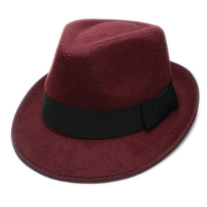 LUCKYLIANJI Retro Hard Felt Women Men Fold Wide Brim Billycock Sag Top Bowler Derby Jazz Fedora Panama Casual Hats (Size:57cm)