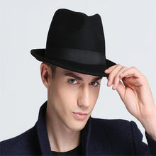 Load image into Gallery viewer, LUCKYLIANJI Retro Hard Felt Women Men Fold Wide Brim Billycock Sag Top Bowler Derby Jazz Fedora Panama Casual Hats (Size:57cm)