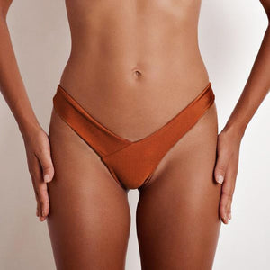 Solid color G-String Brazilian Thongs High Waist Swimsuit