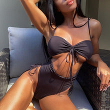 Load image into Gallery viewer, Peachtan Sexy thong High waist Solid Bikini Beachwear New