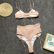 Load image into Gallery viewer, Peachtan Sexy thong High waist Solid Bikini Beachwear New