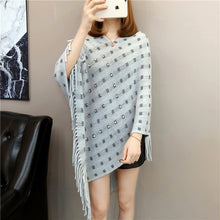 Load image into Gallery viewer, Autumn and winter knitted tassels in the long section of the shawl new loose cape coat female bat shirt