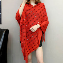 Load image into Gallery viewer, Autumn and winter knitted tassels in the long section of the shawl new loose cape coat female bat shirt