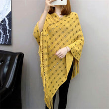 Load image into Gallery viewer, Autumn and winter knitted tassels in the long section of the shawl new loose cape coat female bat shirt