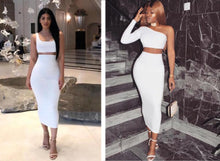 Load image into Gallery viewer, Double Layers High Waist Pencil Midi Skirt Bodycon Long Skirt Cotton Maxi Skirt White