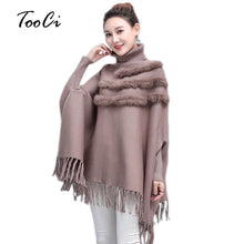 Load image into Gallery viewer, Spring Women High-Neck Cloak Pullover Loose Long Bat Sleeve  Cloak Poncho Sweater