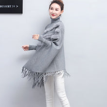 Load image into Gallery viewer, Spring Women High-Neck Cloak Pullover Loose Long Bat Sleeve  Cloak Poncho Sweater