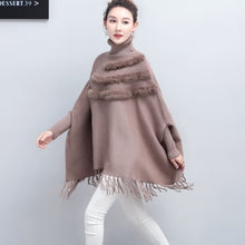 Load image into Gallery viewer, Spring Women High-Neck Cloak Pullover Loose Long Bat Sleeve  Cloak Poncho Sweater