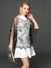 Load image into Gallery viewer, Summer Casual Loose Thin Mesh Embroidery Floral Batwing Cloak Cape for  Women