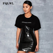 Load image into Gallery viewer, Faxu Latex Pu Leather Skirt For Woman Zipper Black/High Waist/Pencil Skirts Wrap Sexy Mini Skirt