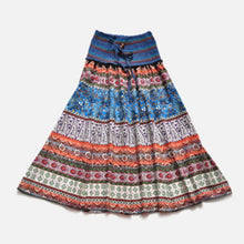 Load image into Gallery viewer, Boho Floral A-line Women's Maxi Skirt Elastic High Waist Sashes Vintage Pleated Skirt