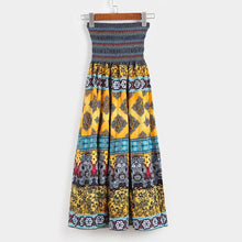 Load image into Gallery viewer, Boho Floral A-line Women's Maxi Skirt Elastic High Waist Sashes Vintage Pleated Skirt