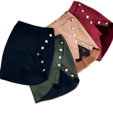 Load image into Gallery viewer, New fashion Women Ladies High Waist Pencil Skirts button lace patchwork sexy Bodycon Suede Leather split party casual Mini Skirt