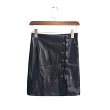 Load image into Gallery viewer, Women&#39;s skirt explosive belt under the open fork Leather skirt