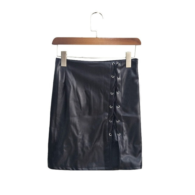 Women's skirt explosive belt under the open fork Leather skirt