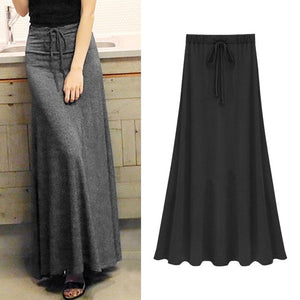 Womens Elastic Waist Plus Size A-line Skirts Hip Slim Long Loose Sheds Split Skirts Large Size Knitted Skirts