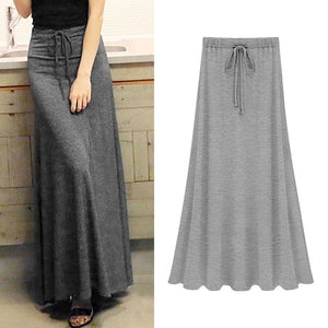 Womens Elastic Waist Plus Size A-line Skirts Hip Slim Long Loose Sheds Split Skirts Large Size Knitted Skirts