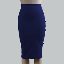 Load image into Gallery viewer, Women Slim Pencil Skirts High Waist Ladies Skirt Side Split Button Office Ladies Body con Fitted Skirts