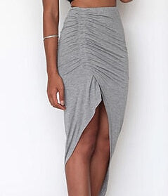 Women Wrap Asymmetric Drape Ruched Maxi Party Side Split Long Maxi Skirt