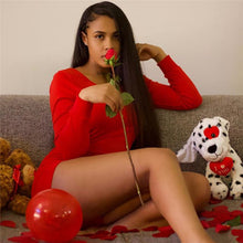 Load image into Gallery viewer, Sexy Women Ladies Bodycon Romper Jumpsuit Sleepwear Home Wear V-neck Boduycon Button Long Sleeve Leotard Playsuit Bodysuit 2019