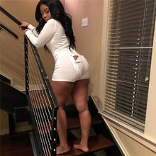 Load image into Gallery viewer, Sexy Women Ladies Bodycon Romper Jumpsuit Sleepwear Home Wear V-neck Boduycon Button Long Sleeve Leotard Playsuit Bodysuit 2019