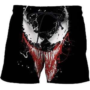 Men's shorts, men's beach shorts, Fitness shorts with quick-drying drawstring and 3D printing