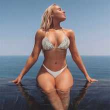 Load image into Gallery viewer, Bling Rhinestone Crystal Diamond Halter Push Up Bandage Swimwear