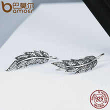 Load image into Gallery viewer, Gorgeous Vintage 925 Sterling Silver Feather Wings Long Drop Earrings for Women