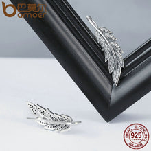 Load image into Gallery viewer, Gorgeous Vintage 925 Sterling Silver Feather Wings Long Drop Earrings for Women
