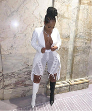 Load image into Gallery viewer, Echoine Casual Sexy V-neck Backless White Blazer Autumn women Vintage women jacket long Black blazers Coat femme