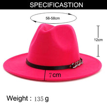 Load image into Gallery viewer, Men Women Flat Brim Panama Style Wool Felt Jazz Fedora Hat Cap Gentleman Europe Formal Hat Yellow Floppy Trilby Party Hat