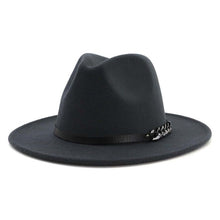 Load image into Gallery viewer, Men Women Flat Brim Panama Style Wool Felt Jazz Fedora Hat Cap Gentleman Europe Formal Hat Yellow Floppy Trilby Party Hat